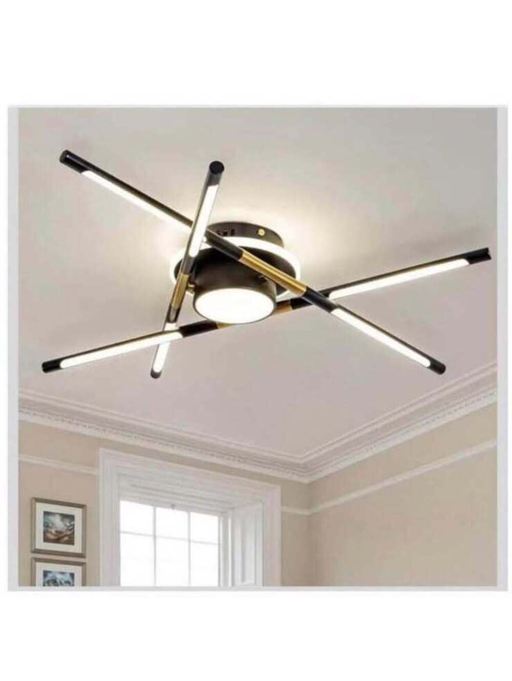 Sleek Black & Gold Sputnik LED Ceiling Light Fixture - 23.6” - Brand New